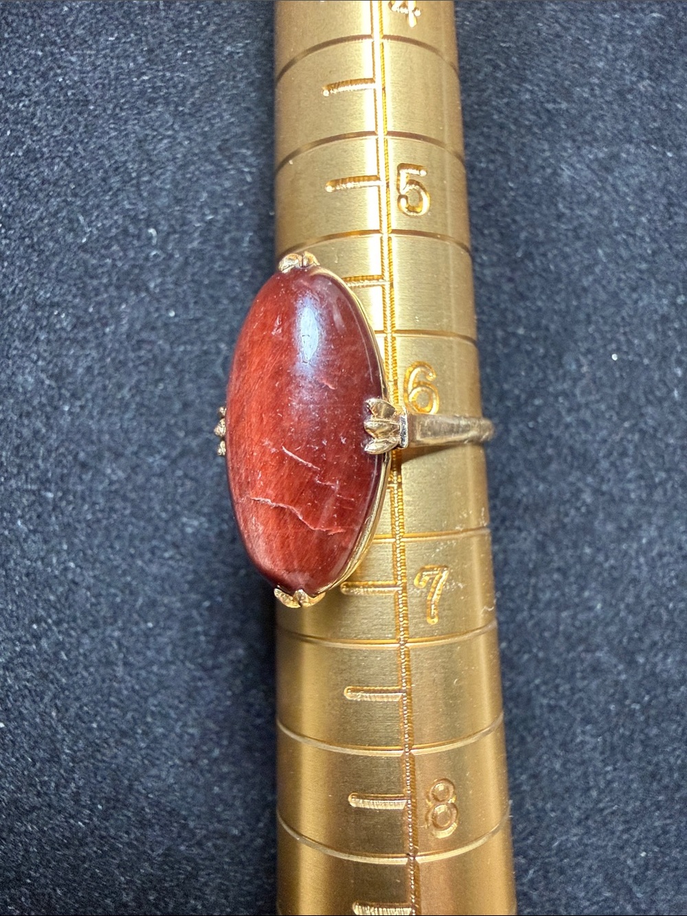 14k gold Ring with Oval Carnelian Stone size 6